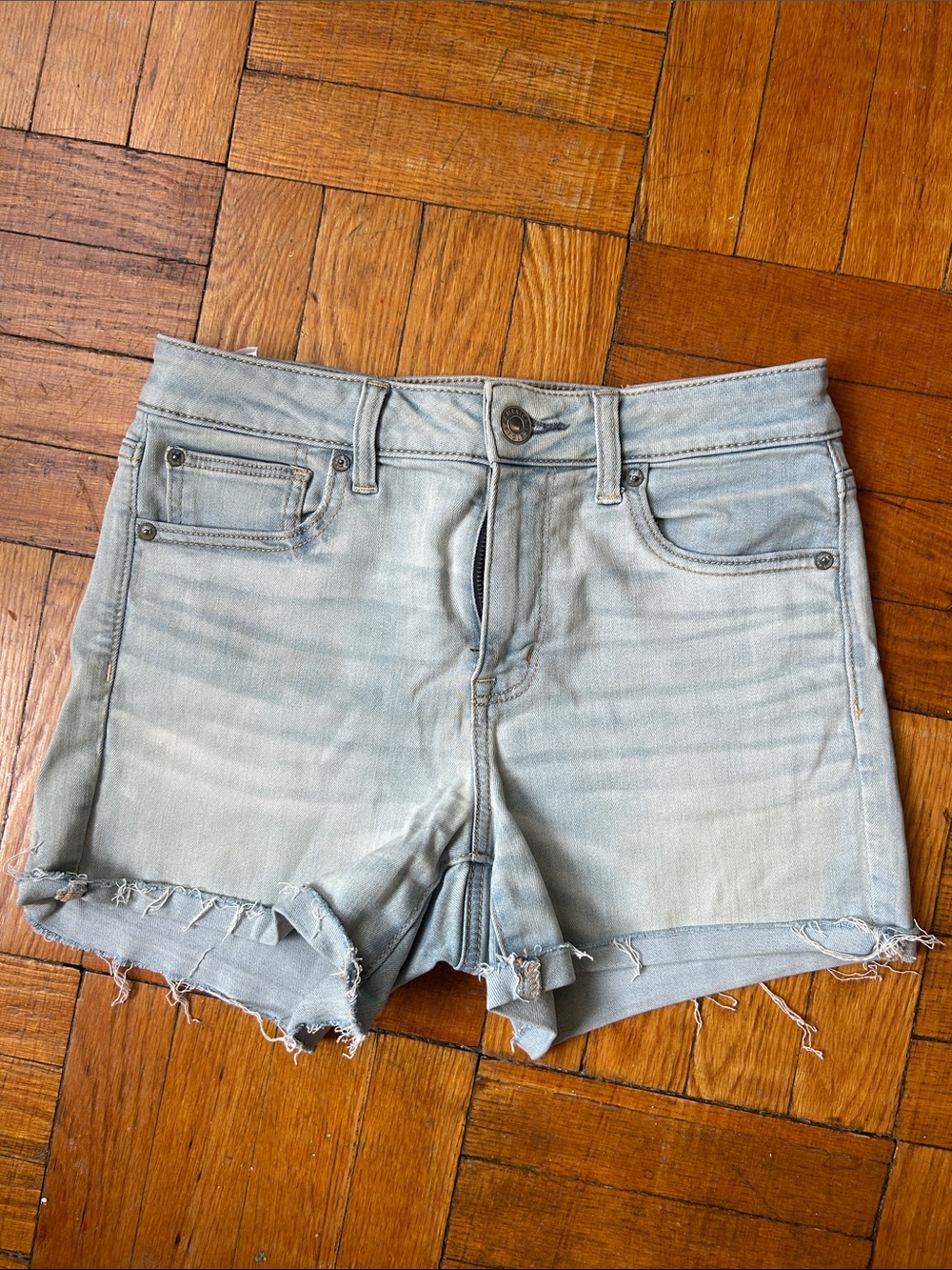 American Eagle Outfitters Light Blue Distressed Denim Shorts